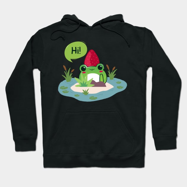 Frog Art - Strawberry Frog Hoodie by Double E Design